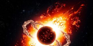 Una estrella que explota como una bengala espacial.